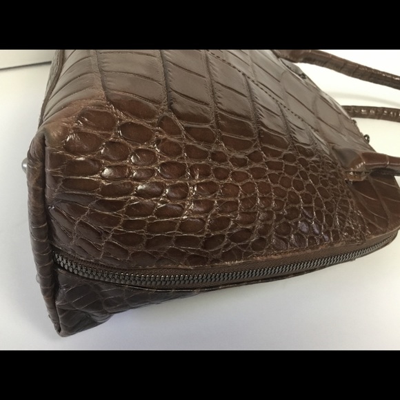Furla Brown Croco Satchel Purse Handbag - Picture 7 of 8